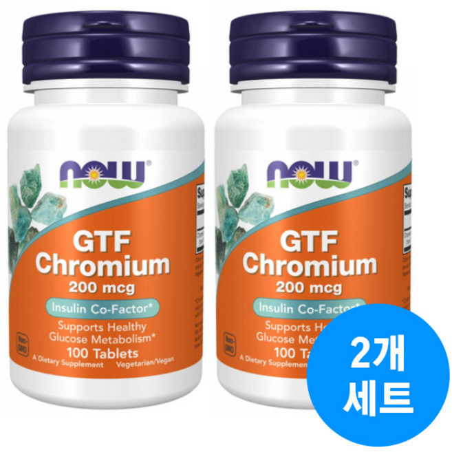 나우푸드 GTF 크롬 200mcg, 2개, 100정