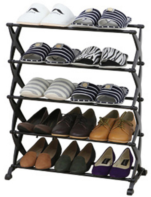 [창신리빙] 오픈신발장 5단 블랙/화이트 신발장 신발수납 슈즈렉, 1개