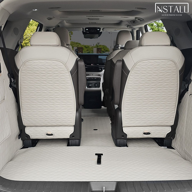 카니발 KA4 리노 가죽매트 시트백 가죽커버, 7인승 2열/코튼베이지