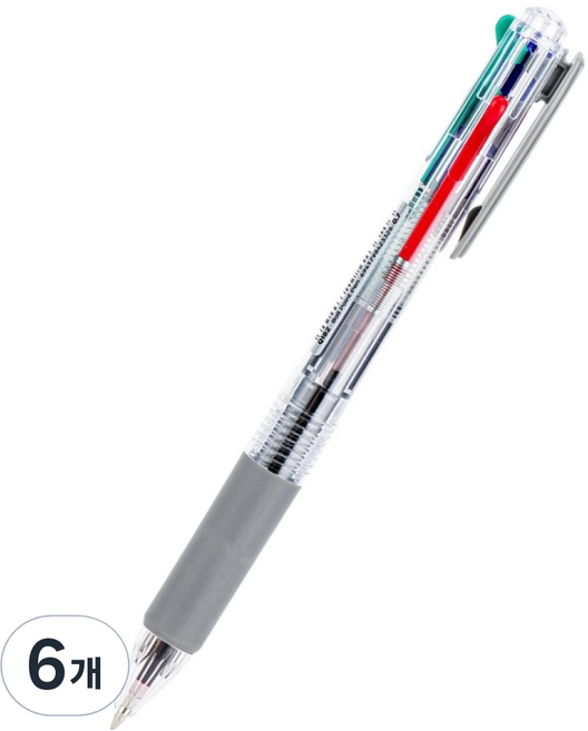 델리 슬림 4색 다색 멀티펜 0.7mm, ALL COLOR 다크투명, 6개