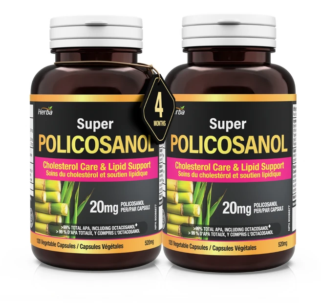 폴리코사놀 20mg 120식물성캡슐 옥타코사놀 62.56%함유 슈퍼 Policosanol 허바 캐나다, 2개, 120정 - 쿠팡