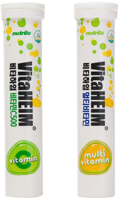 비타하임 발포비타민C 레몬 20정*4개 + 멀티비타민 오렌지 비타민C 멀티비타민, 1세트, 발포비타민C500 4개 + 멀티비타민 4개, 20정