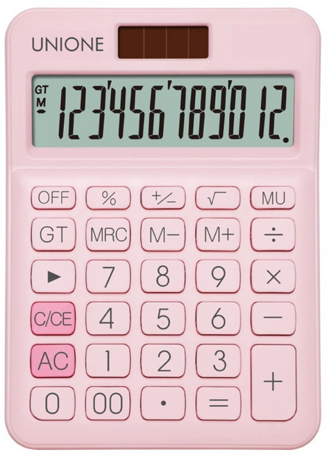 유니원 칼라계산기 DC-108N 핑크/화이트/블루/블랙/탁상용계산기, 핑크, 1개