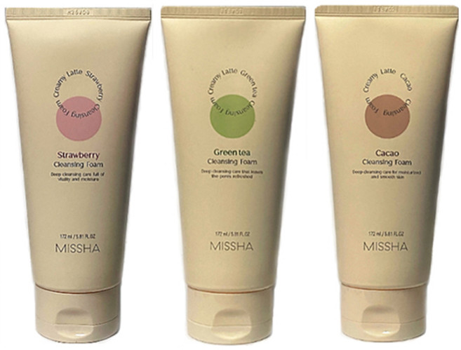 미샤 크리미 라떼 클렌징 폼 3종세트 (딸기172ml+녹차172ml+카카오172ml) (NEW), 1개