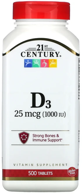 21st Century 비타민D3 25mcg(1000IU) 500정, 1개 - 쿠팡