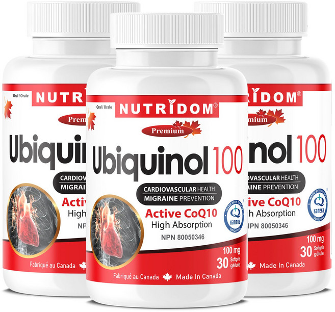 (3팩 특가) 뉴트리돔 유비퀴놀 100mg 30젤 활성화된 Q10 코엔자임큐텐 N159, 30정, 3개