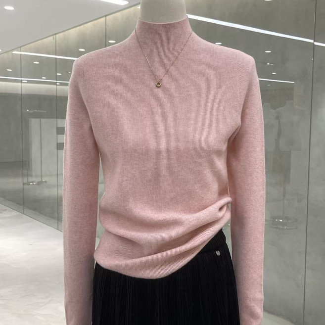 SONOVA 부드러운 무지 반폴라 니트 18컬러 여성 데일리 기본핏 쫀쫀한 신축성 슬림핏 이너 긴팔티