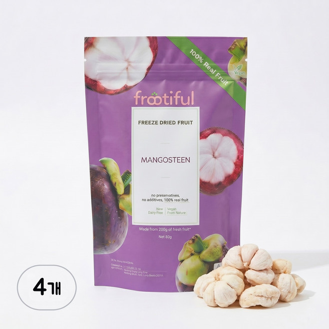 프루티풀 와나야사 망고스틴 100% 동결건조 과일칩, 4개, 20g