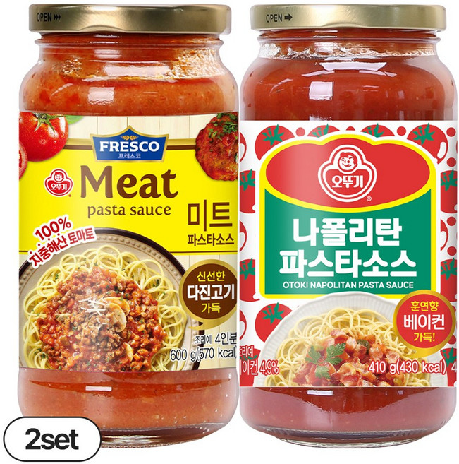 오뚜기 나폴리탄 파스타소스 410g 2개+프레스코 파스타소스 미트 600g 2개(총 4개), 2.02kg, 1세트