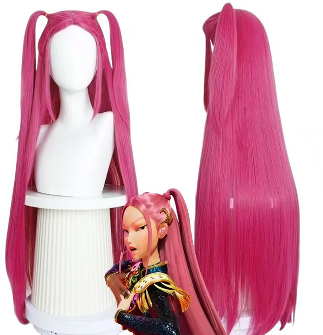 미라 가발 코스프레 케데헌 굿즈 시뮬레이션 헌트릭스 여아선물 파티 코스 프레 데몬헌터스, 1개, Red