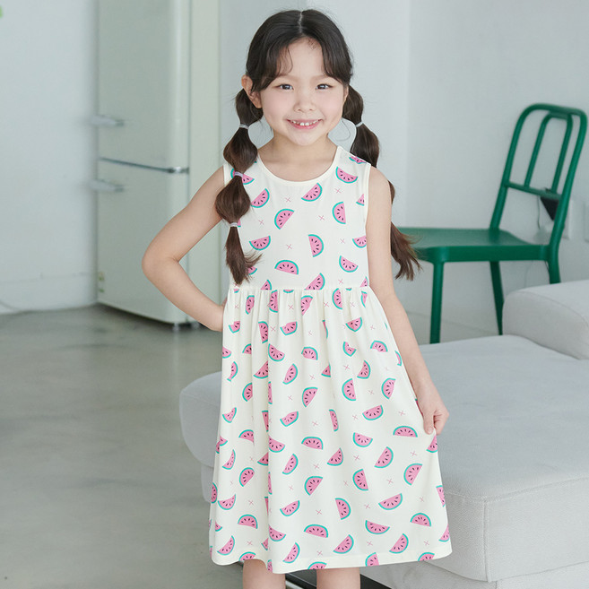 마벨슈슈 여아용 냉감 통기성 여름수박 민소매 원피스
