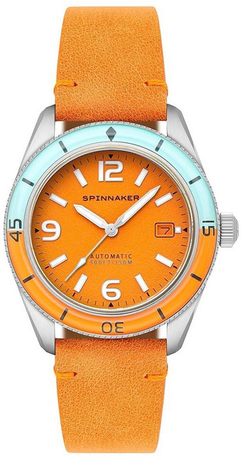 SPINNAKER Spinnaker Fleuss 남성용 오토매틱 다이브 시계 - Miyota 8215 무브먼트 43mm 스테인리스 스틸 케이스 150m 방수 가죽 스트랩