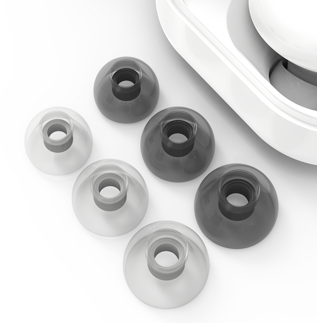 아이디스킨 갤럭시 버즈 라이브 / 버즈 플러스 편안한 실리콘 이어캡 이어팁 이어 윙팁, 버즈 이어캡, 누드블랙(소)