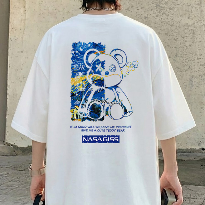 JBOOM 남자 오버핏 반팔티 프린트 티셔츠