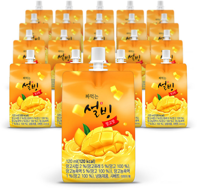설빙 아이스크림 짜먹는 슬러시 망고맛 120ml 20개, 1개, 단품