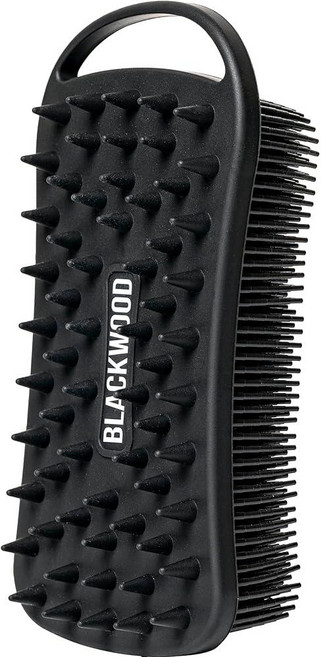 Blackwood For Men 더블 듀티 수염 및 바디 스크러버 - 양면 남성용 샤워 도구 딥 클리닝을 위한 길고 부드러운 실리콘 빗살이 있는 휴대용 워시 브러시 관리를 짧은, Blackwood For Men 샤워브러쉬 등브러쉬 등, 1개