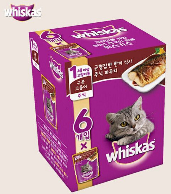 위스카스 파우치 구운 고등어 6팩, 6개, 80g