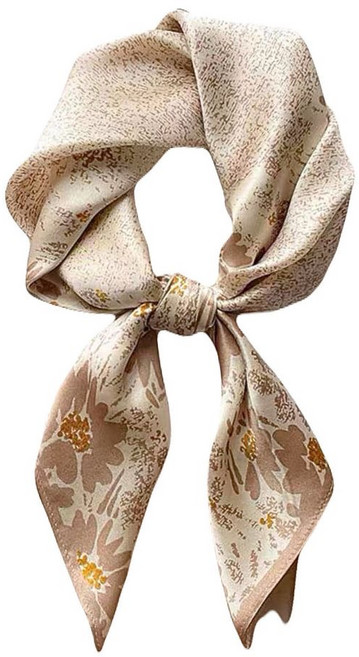 韓系杏色雛菊小花方巾 絲巾 領巾 頭巾 髮帶