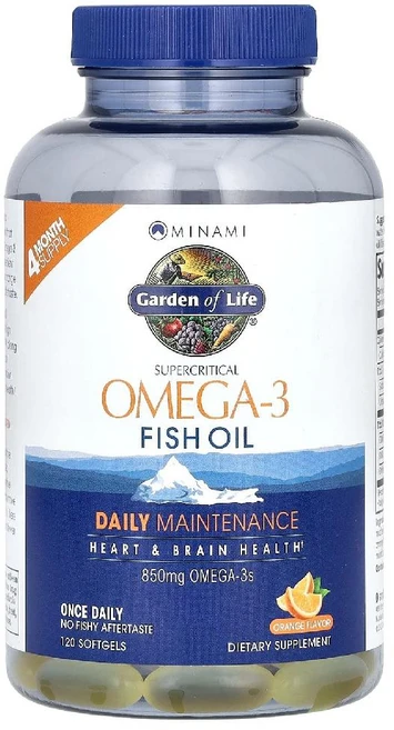 미나미뉴트리션 Supercritical 오메가3 피쉬 오일 오렌지 850mg 2병 각 소프트젤 60정, 1개, 120정 - 쿠팡