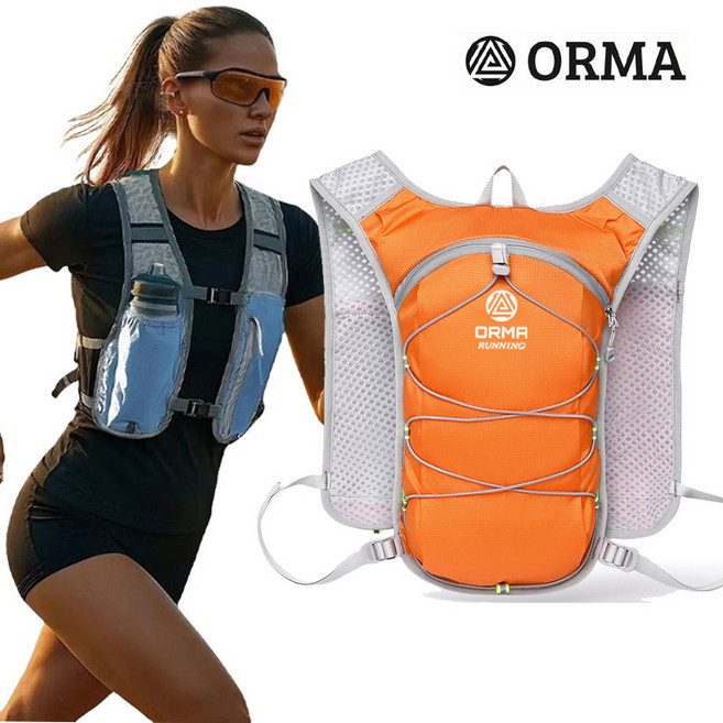 6위 - ORMA 트레일 러닝 조끼 마라톤 백팩 등산 배낭 조깅 경량 베스트, 오렌지