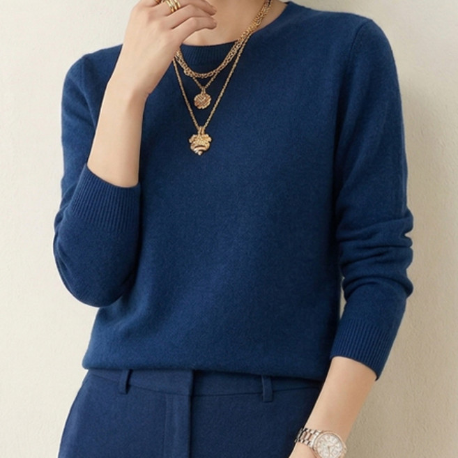 핑크셀럽 여성용 베이직 보들 라운드 니트 티셔츠