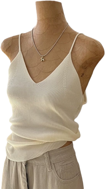 Makone 여성 봄 가을 브이넥 패션 이너 니트 끈 나시