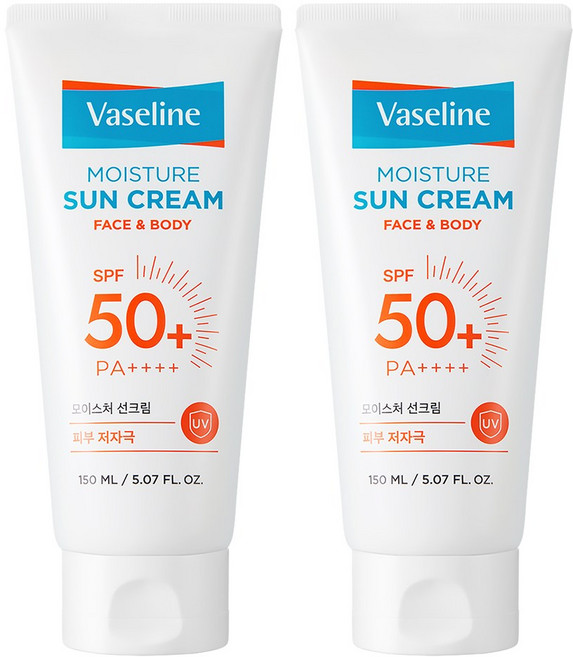 애경바세린 모이스처 선크림 SPF50+ PA++++, 2개, 150ml