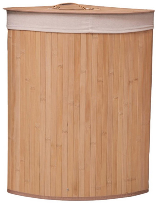 코너형 대나무 세탁 바구니 손잡이가 있는 세탁 바구니 및 유용한 방 보육원 아파트용 뚜껑이 있는 탈착식 라이너, 01 dark brown