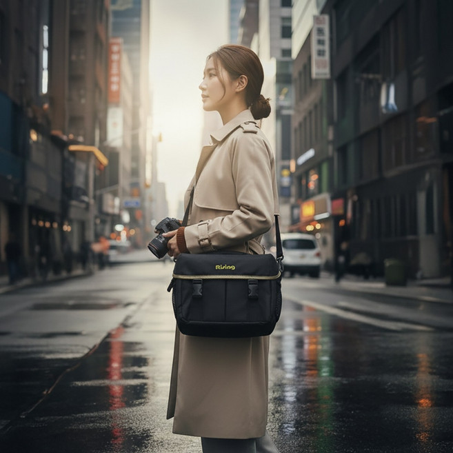 라이징 Terra Pro 카메라 숄더백 M, 블랙, 1개