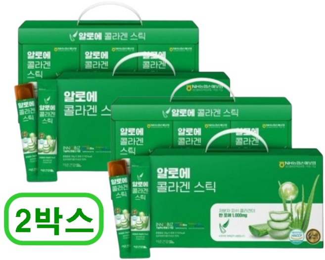 [2박스] 알로에 콜라겐 젤리스틱 30포 이너뷰티 저분자 콜라겐, 600g, 2개