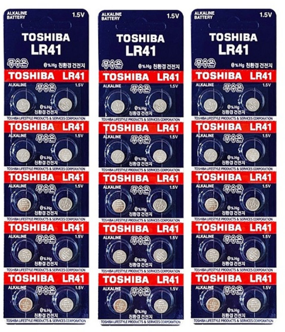 도시바 무수은 건전지 LR41, 10개입, 3개