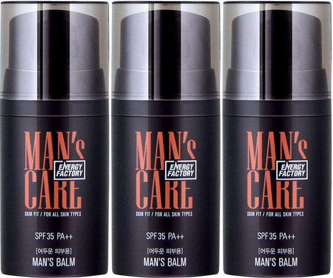 꽃을든남자 에너지팩토리 맨즈밤 50ml SPF35 PA++ 어두운피부용/ 남성용 비비크림, 3개