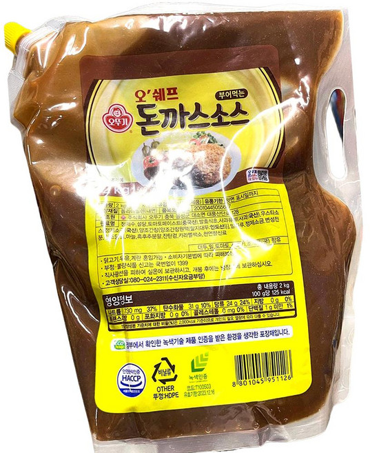 오뚜기 스파우트팩 부어먹는 돈까스 소스 2kg 돈가스소스, 1개