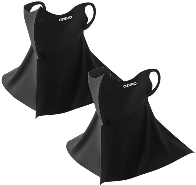 오제로 UV 자외선 차단 골프 쿨링 마스크 얼굴 햇빛가리개 등산 낚시 자전거, 블랙+블랙, 2개