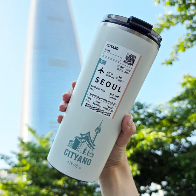 시티아노 대용량 빨대 스텐 시티컵 텀블러 9종 에디션 보온 보냉 콜드컵 보온병, 1개, 600ml, (2+1이벤트) 시티아노 서울 민트 텀블러