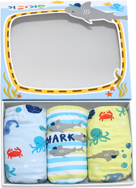 트라이 남아용 무형광 순면 삼각팬티 썸머 3종 세트