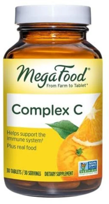 MegaFood 메가푸드 컴플렉스 C 실제 오렌지에서 유래한 비타민 C로 면역 체계 지원 글루텐 프리 비건 유제품 및 대두 없이 제조 90정, 30개 (1팩) - 쿠팡