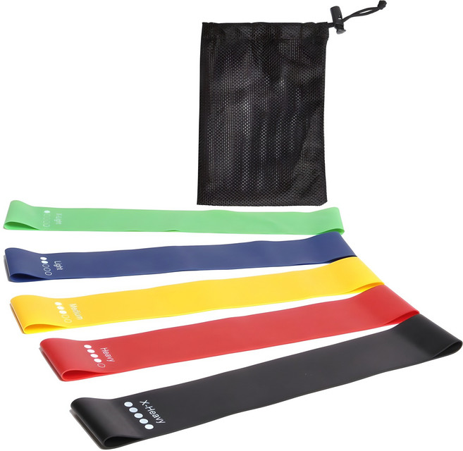 리브스포 스포츠 라텍스 루프밴드 5종 세트, 그린 + 블루 + 엘로우 + 레드 + 블랙, 1세트