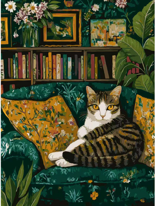 luntim DIY 명화그리기 유화 그림 그리기 선물 아크릴화 30x40 고양이 감성 힐링 그림, 1개, 꽃방의 고양이