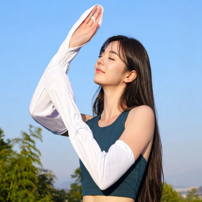 멜리유 손등형 양손팔토시 운전 자외선차단, 1개, 화이트