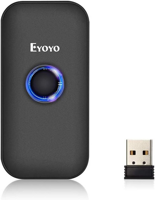 Eyoyo Mini 1D 블루투스 바코드 스캐너 3-in-1 및 USB 유선 2.4G 무선 리더 휴대용 스캔 Windows Android iOS 태블릿 또는 컴퓨터핑크와 함께, Black