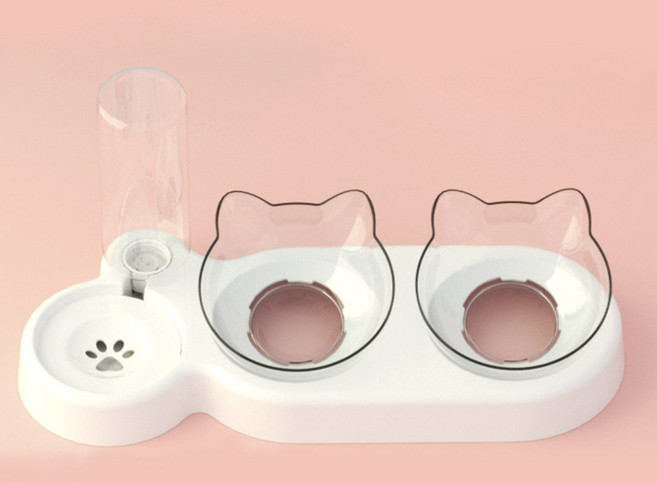 강아지 고양이 급식기 급수기 반자동물통 밥그릇 식기 펫리치, 화이트, 1개