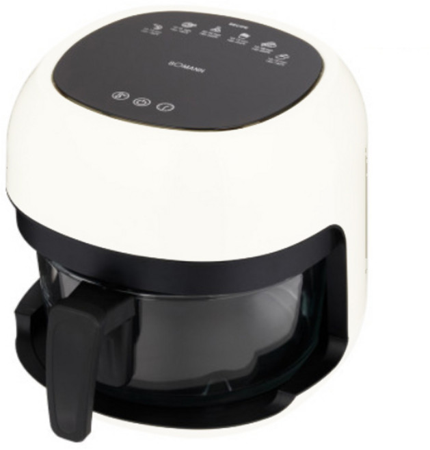 (강력추천)보만 저소음 글래스팝 유리 에어프라이어 4L 통유리 온도조절, 2대