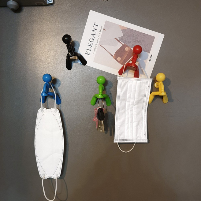 현관 마스크 걸이 자석 후크 냉장고 자석 고리 열쇠 모자 다용도 훅, 블랙 (5개이상 구매시 곱창 머리끈 증정), 1개