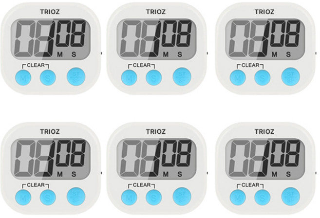 TOZ 미니 주방 쿠킹 캔디 타이머, 화이트, 6개