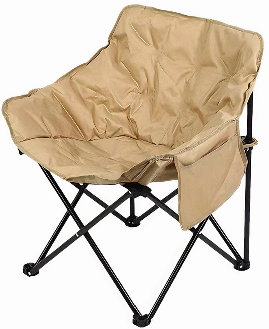 JAMIROWN 원터치 와이드 쿠션 경량체어 백패킹 접이식 캠핑의자, 브라운+전용가방, 1개