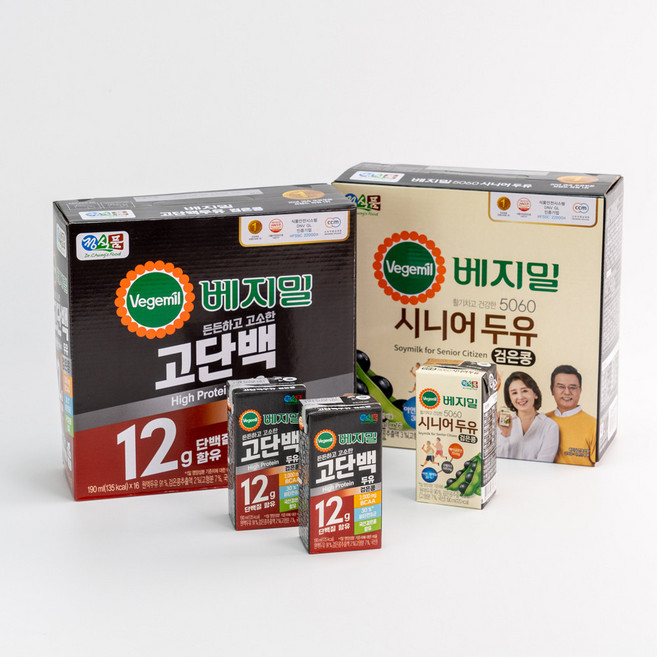 온가족건강 고단백 24팩 5060 시니어 24팩 총48개 베지밀 검은콩 두유 패키지, 48개, 190ml