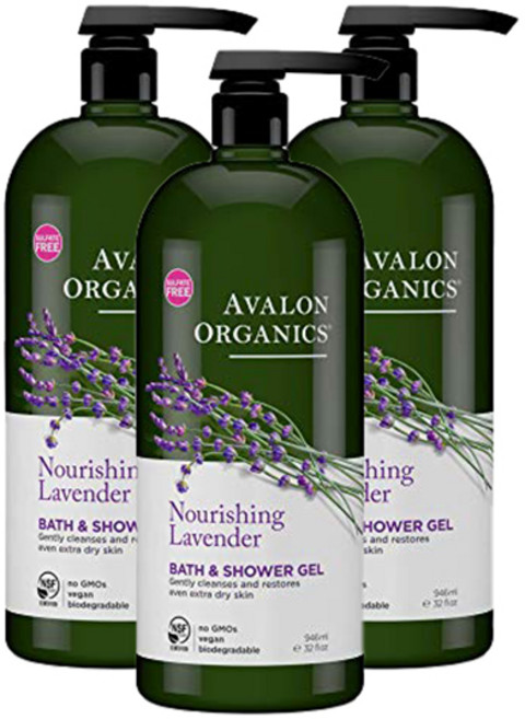 아발론오가닉스 비건 배스 & 샤워 젤 너리싱 라벤더, 946ml, 3개