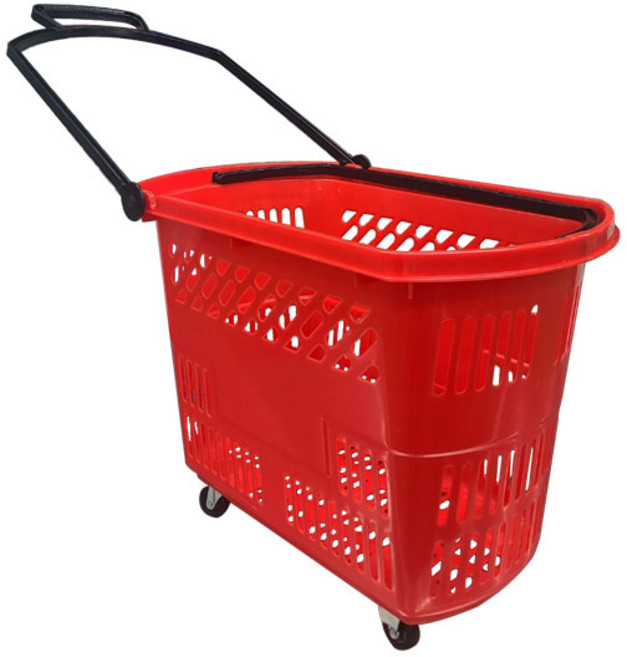 코랙코리아 쇼핑 핸드카트 시장마트 장바구니 롤링바스켓 바퀴달린바구니 쇼핑바구니, 1개, 롤링바스켓 35리터 기본형 레드