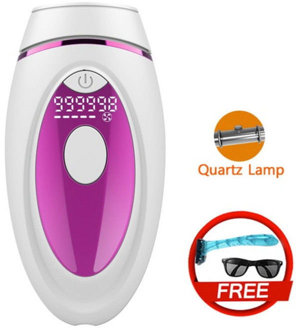 IPL 레이저 영구 제모기 999000 깜박임 LCD 레이저 제모 남성 및 여성용 트리머, Pink, CHINA, Pink